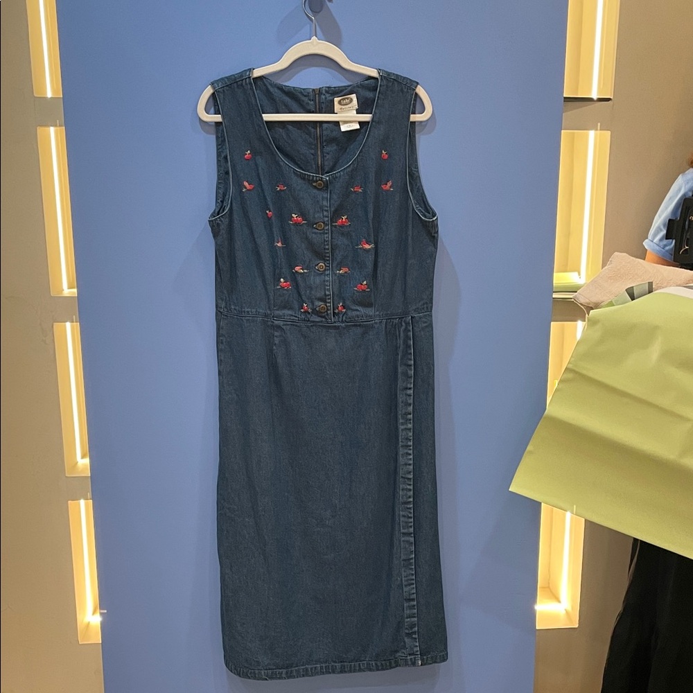 Target Blue Denim Midi Dress with Floral Accents